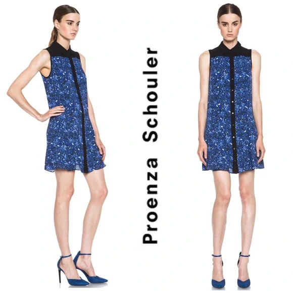 NEW Proenza Schouler Silk Microprint Shirt Dress - Picture 10 of 16